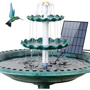 3 Tiered Bird Bath with 3.5W Solar Pump, DIY Solar Fountain Detachable